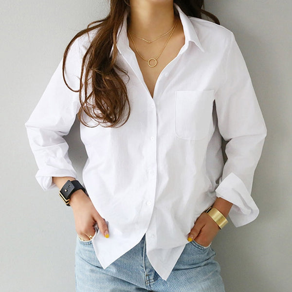 New Queen One Pocket Women White Shirt